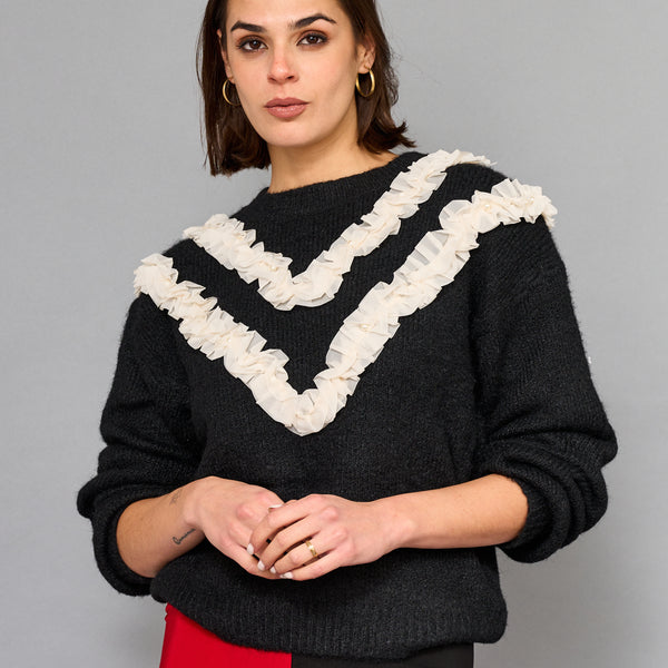Sweater Vuelos Con Perlas