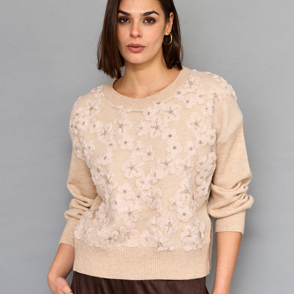 Sweater Bordado Beige