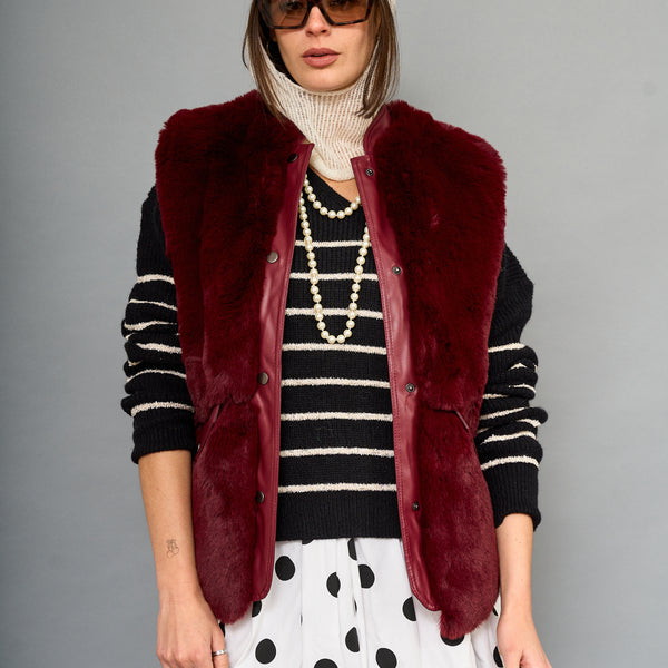 Chaqueta De Piel Burdeo