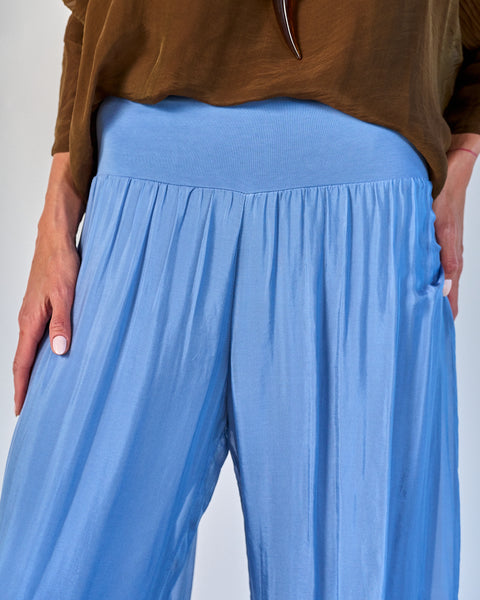 Pantalón Seda Azul