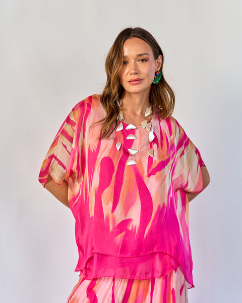 Blusa Fantasía Fucsia