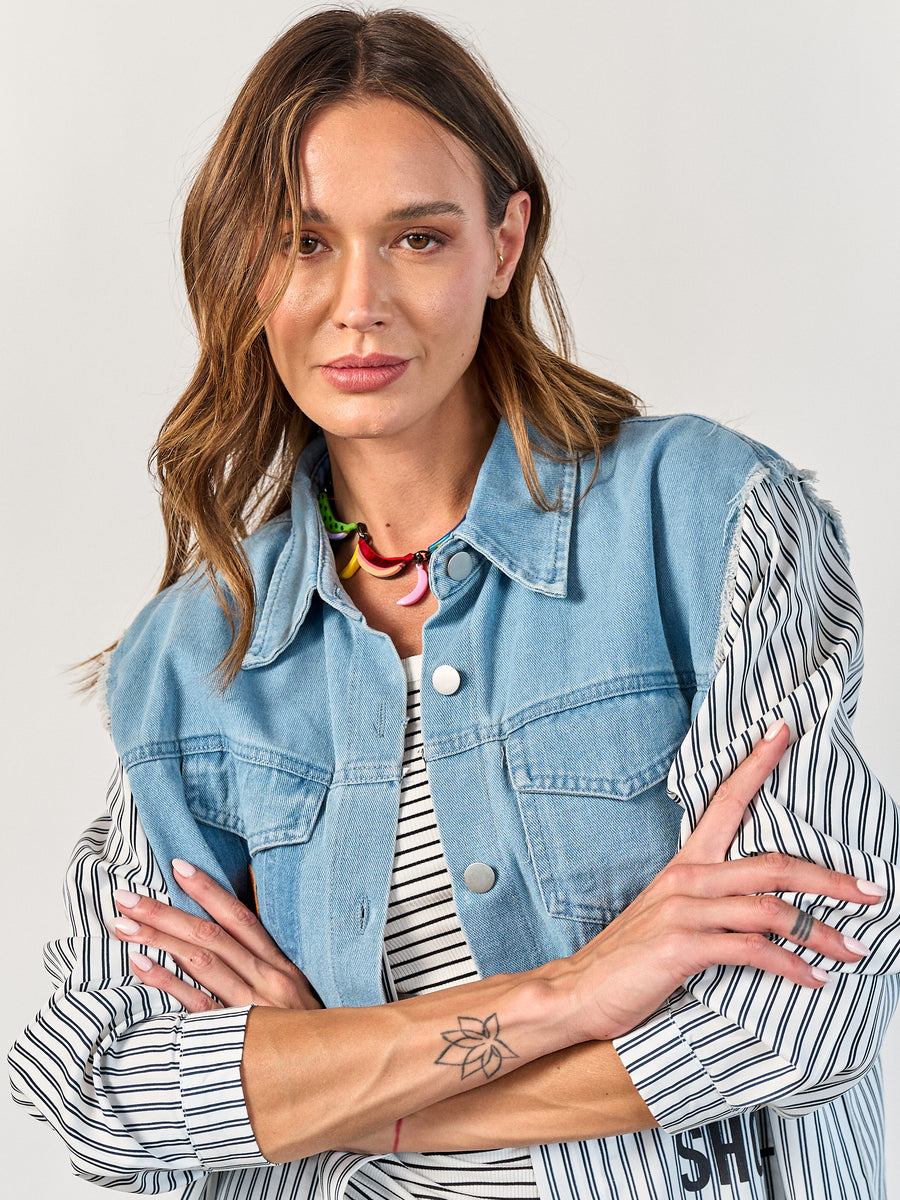 Blusa Jeans Listada