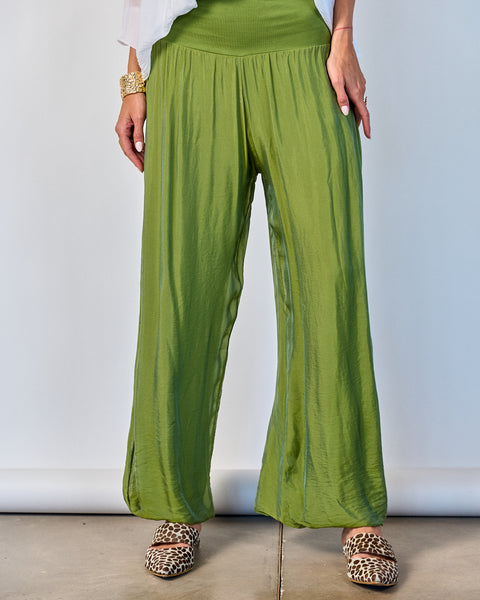 Pantalón Seda Verde