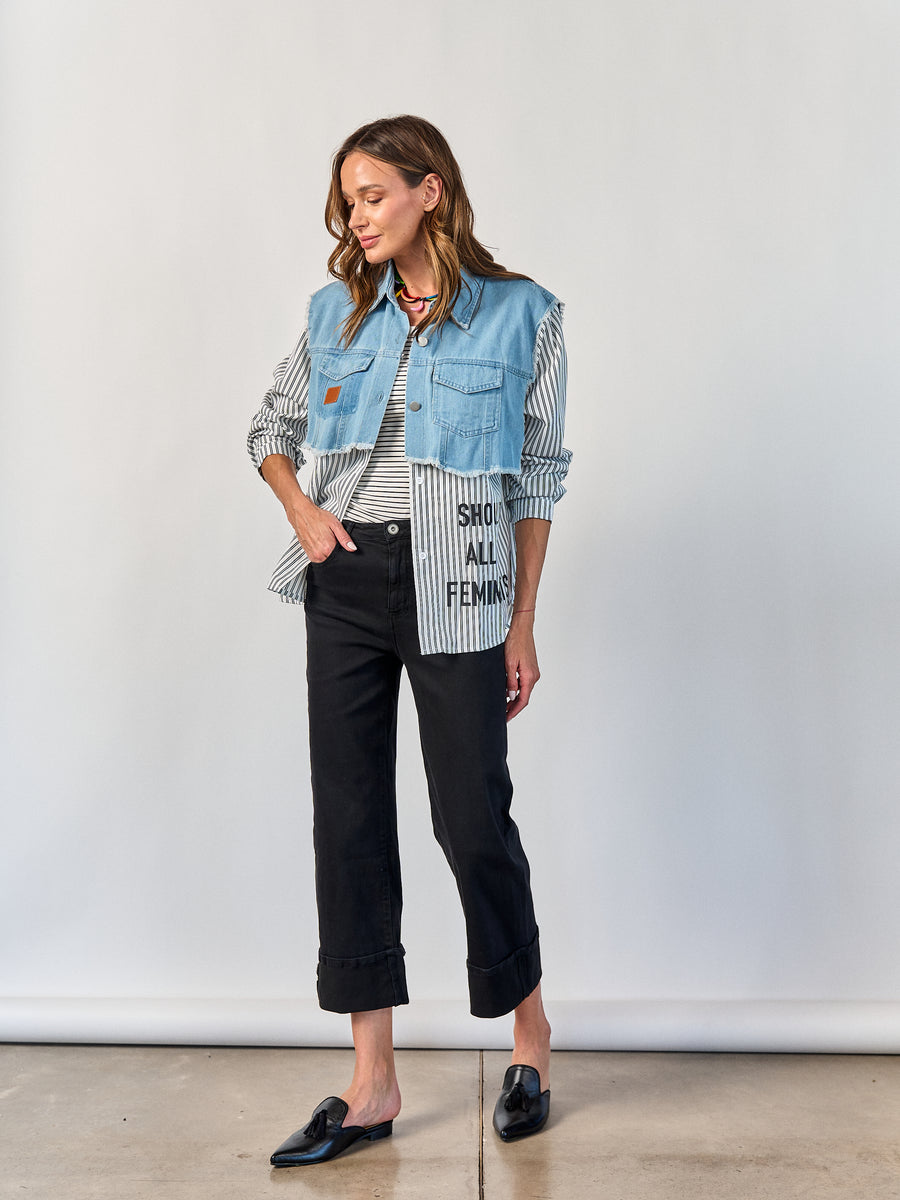 Blusa Jeans Listada