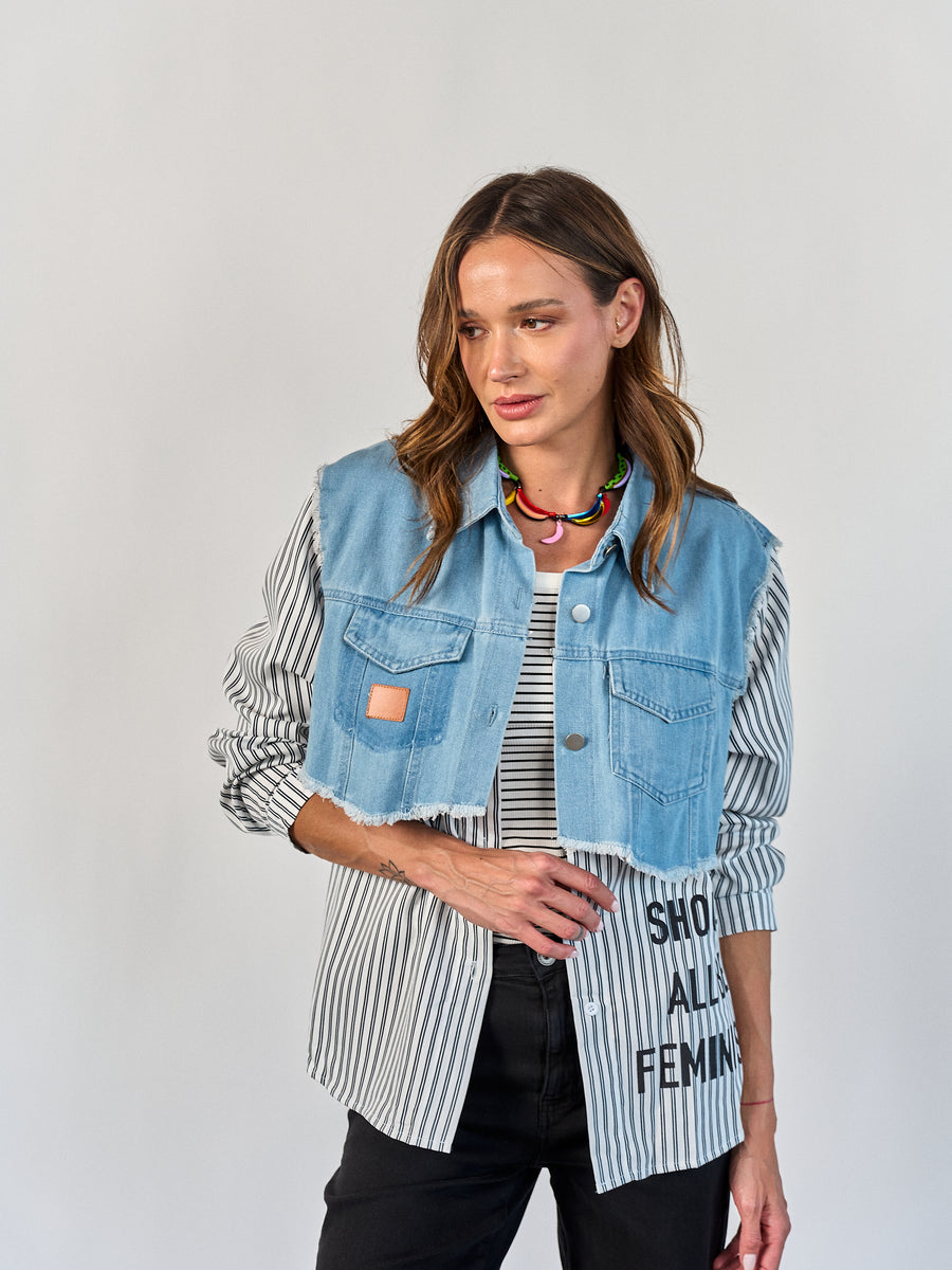 Blusa Jeans Listada