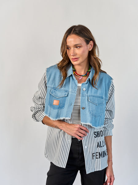 Blusa Jeans Listada