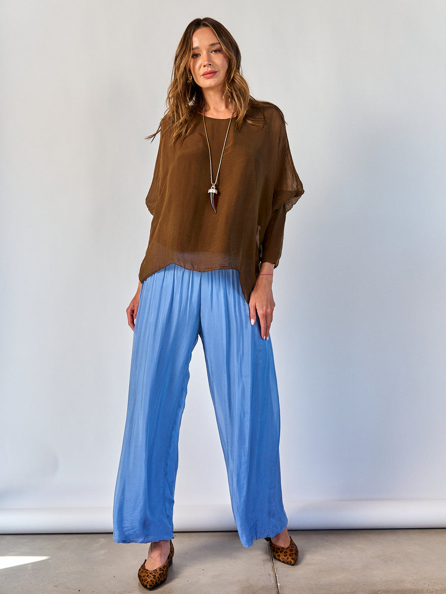 Pantalón Seda Azul