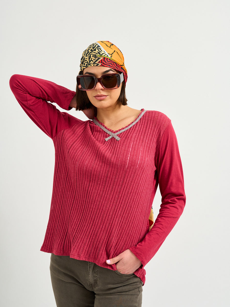 Polera Algodón Burdeo