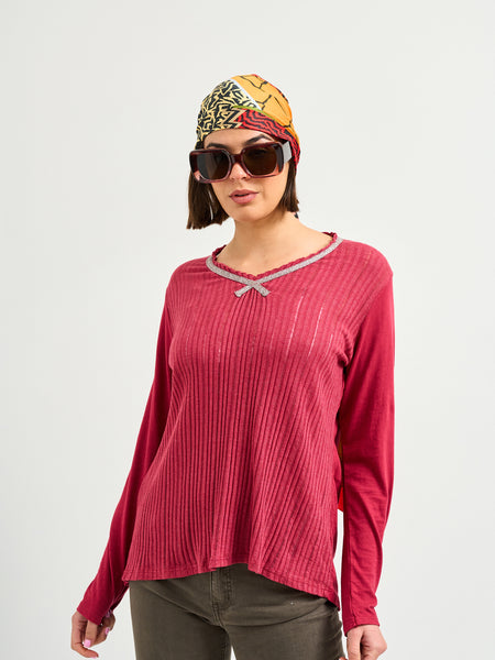 Polera Algodón Burdeo