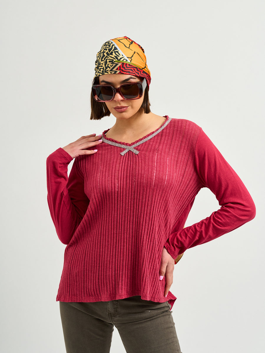 Polera Algodón Burdeo