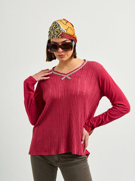 Polera Algodón Burdeo