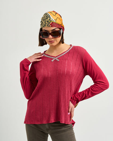 Polera Algodón Burdeo