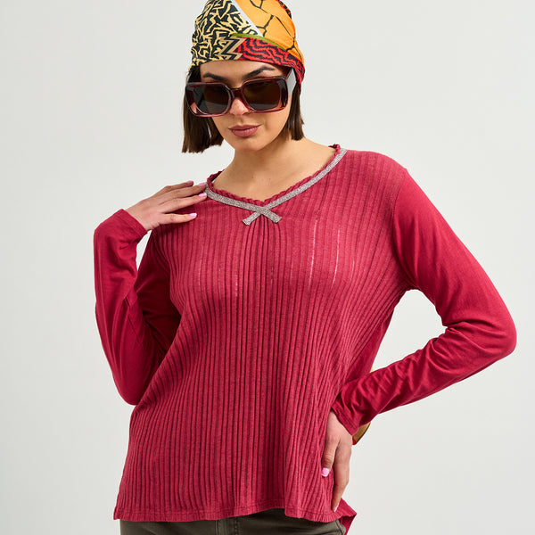 Polera Algodón Burdeo