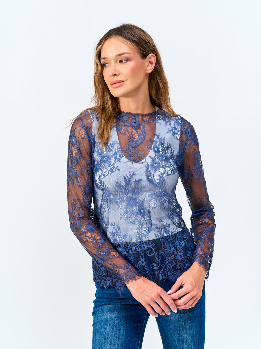 Polera Encaje Blue
