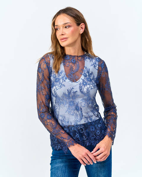 Polera Encaje Blue