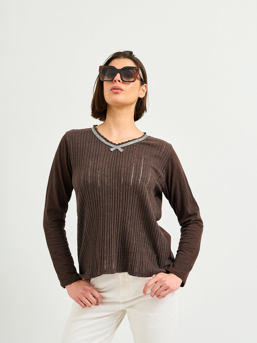 Polera Algodón Cafe