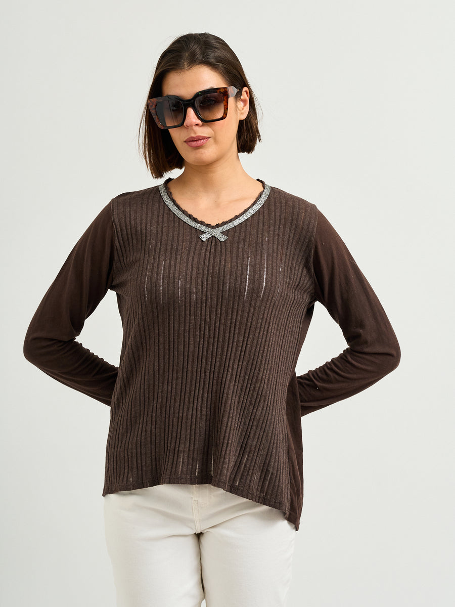 Polera Algodón Cafe