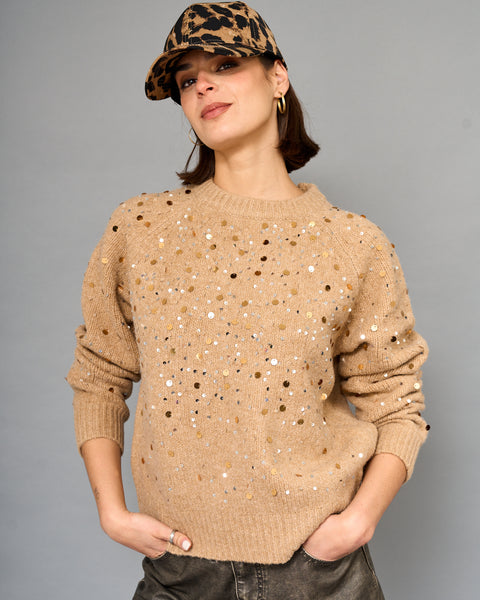 Sweater Lentejuelas Beige
