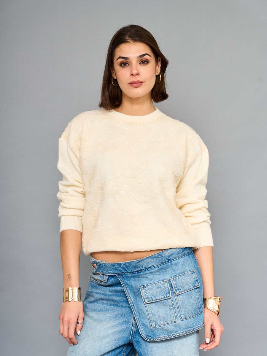 Sweater Floral Beige