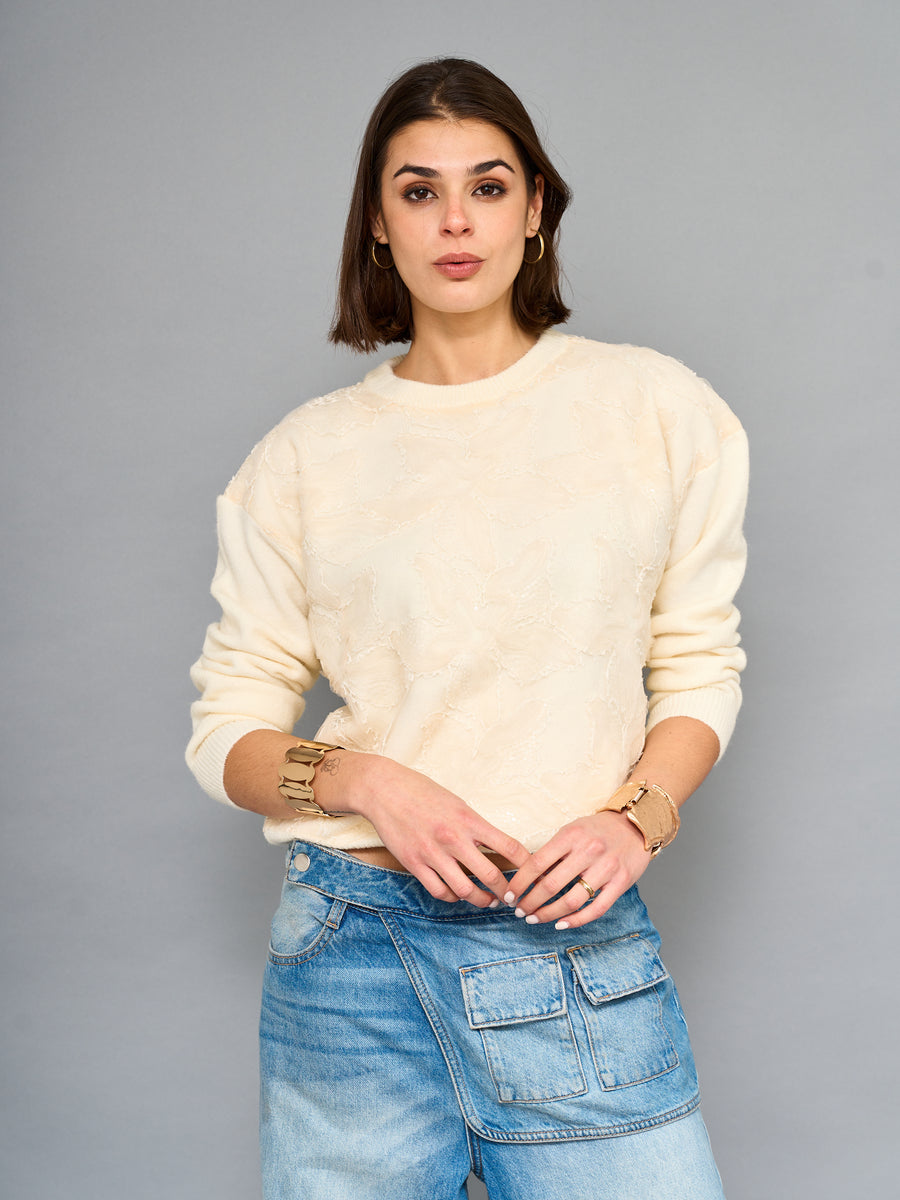 Sweater Floral Beige