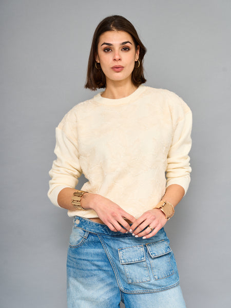 Sweater Floral Beige