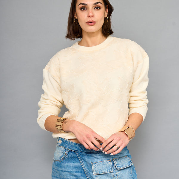 Sweater Floral Beige