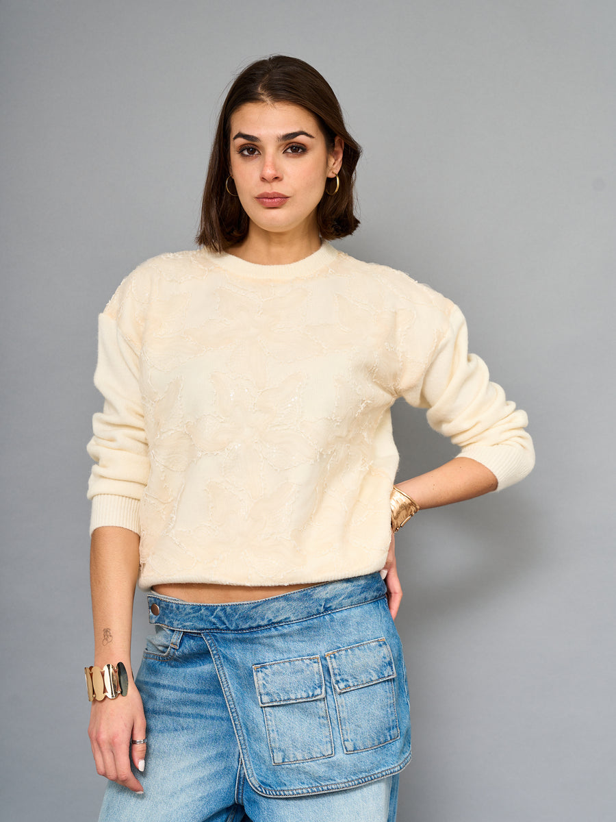 Sweater Floral Beige