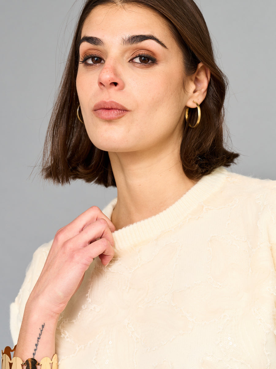 Sweater Floral Beige