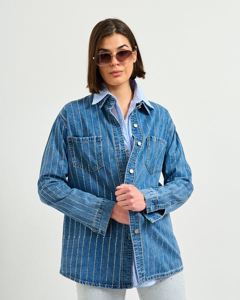 Chaqueta Jeans Brillos