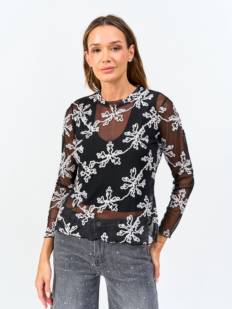 Polera Encaje Flor