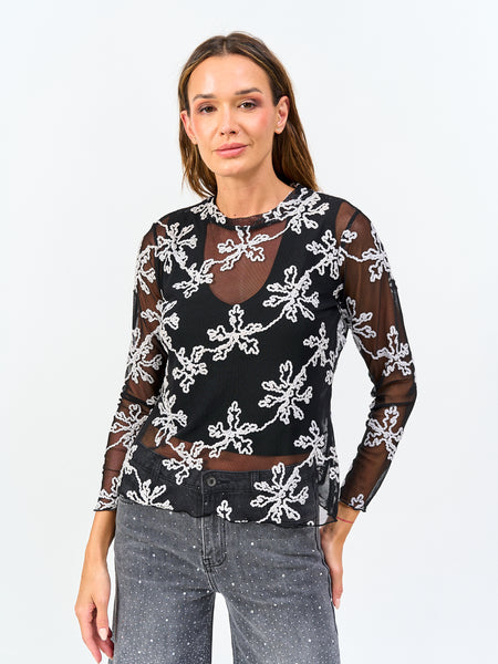 Polera Encaje Flor
