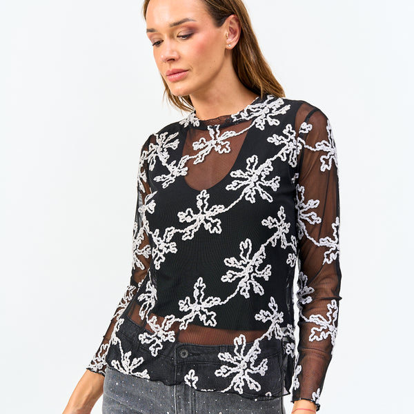 Polera Encaje Flor