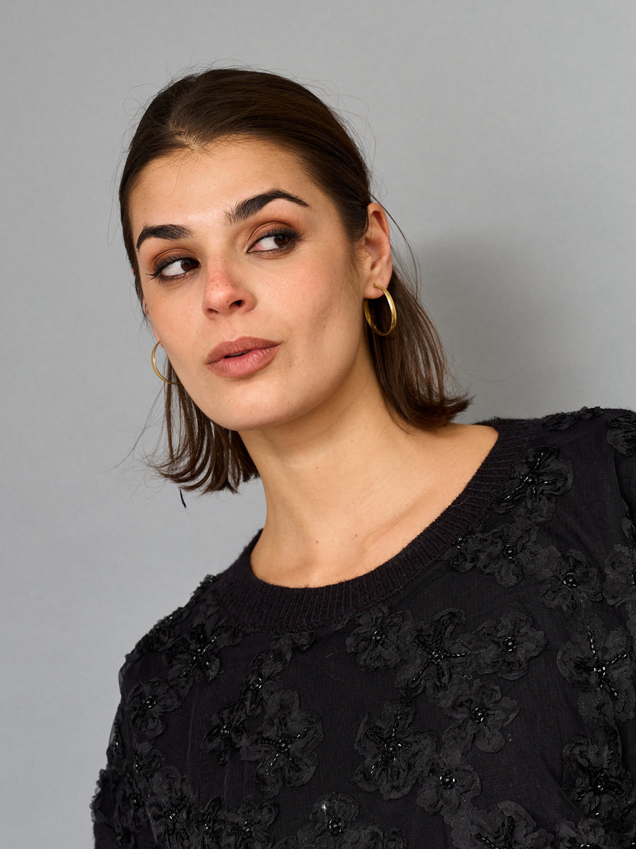 Sweater Con Relieve Negro