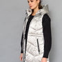 Parka Sin Mangas Plateado Metálico