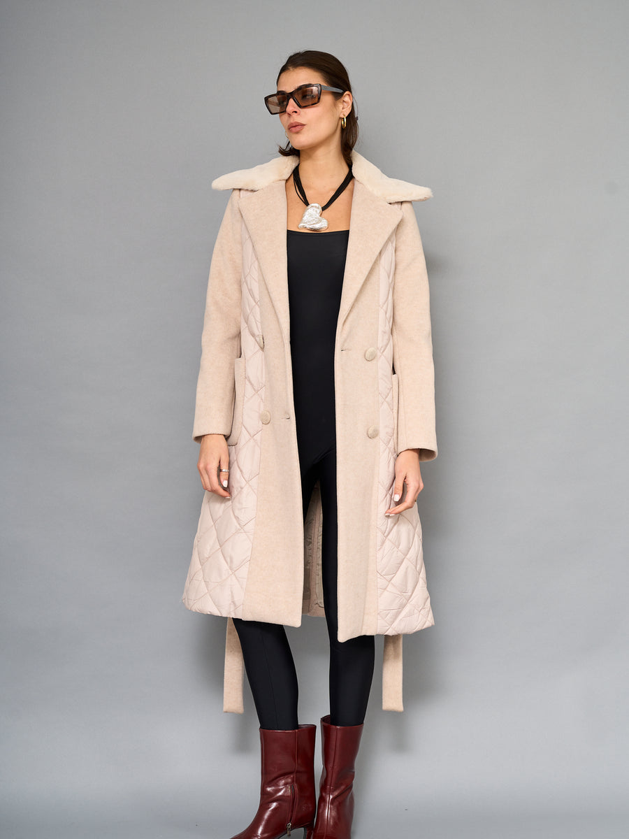 Abrigo Piel Beige
