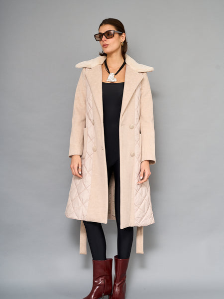 Abrigo Piel Beige