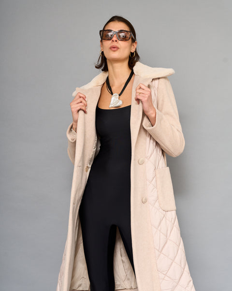 Abrigo Piel Acolchonado Beige