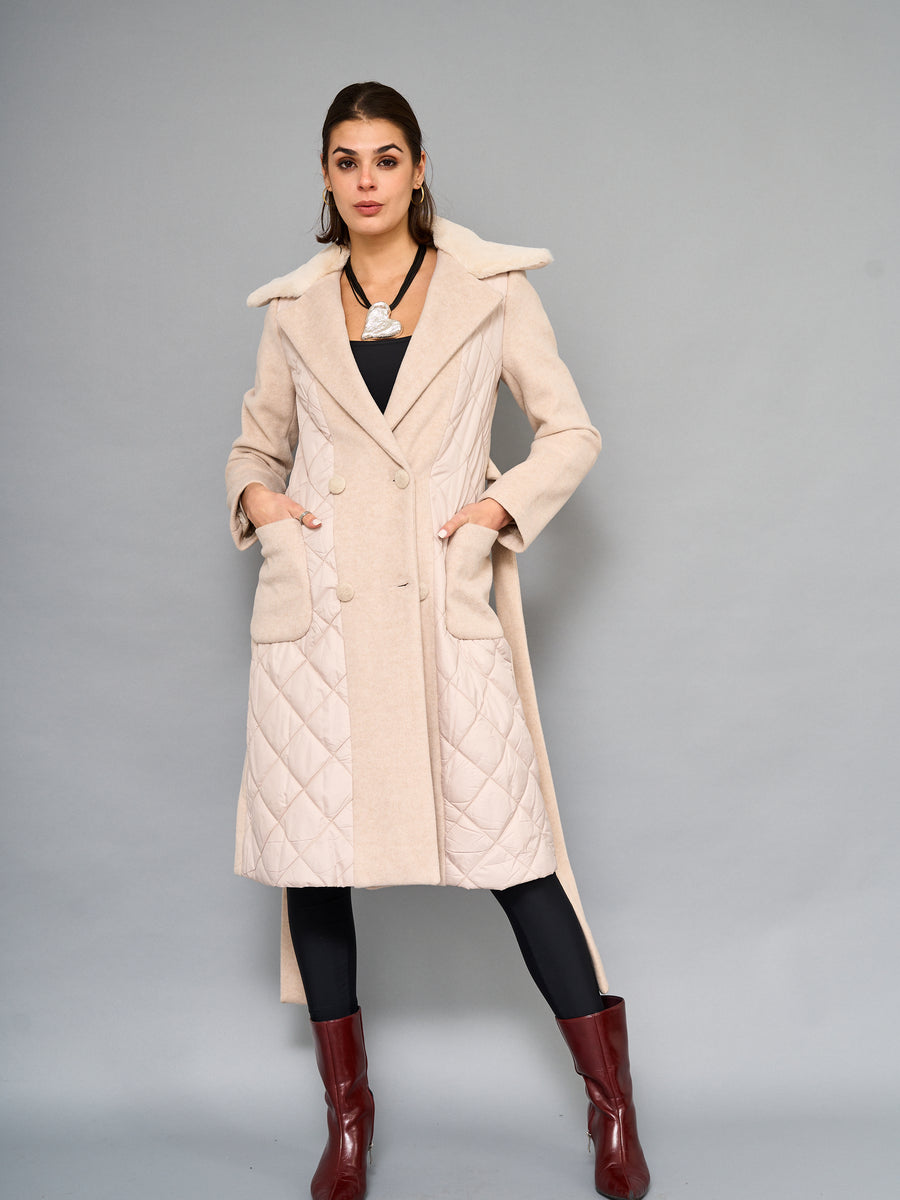 Abrigo Piel Beige