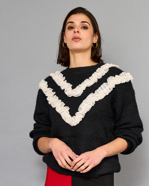 Sweater Vuelos Con Perlas
