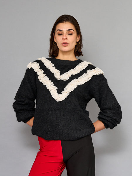 Sweater Vuelos Con Perlas