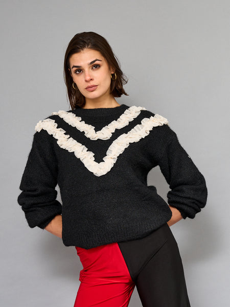 Sweater Vuelos Con Perlas