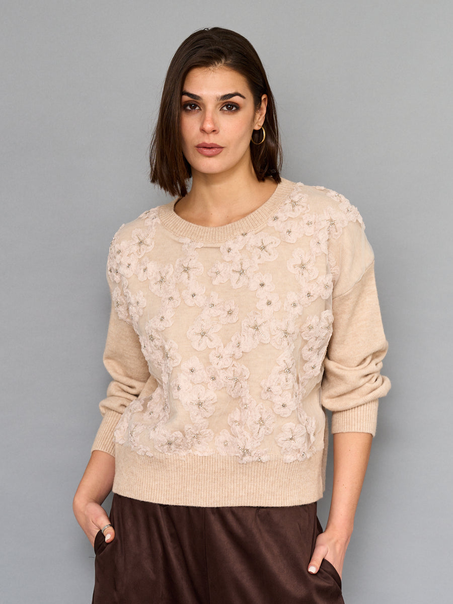 Sweater Bordado Beige