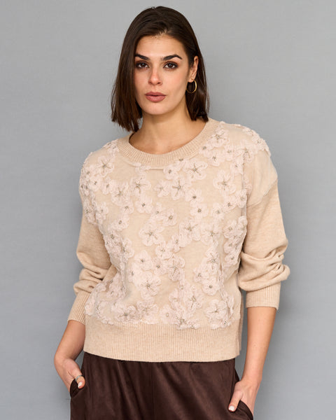 Sweater Bordado Beige