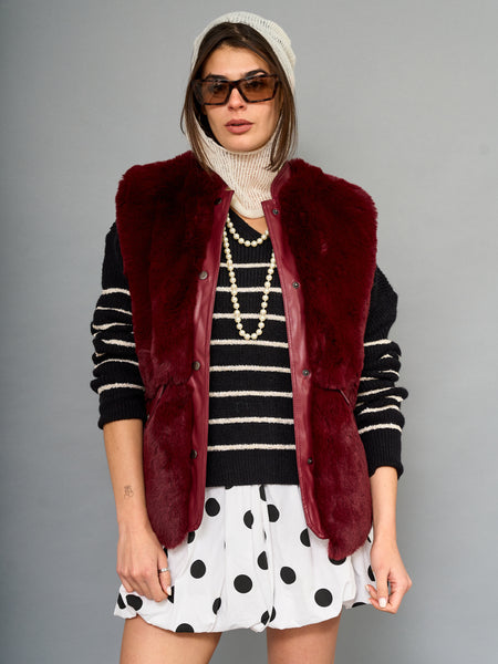Chaqueta De Piel Burdeo