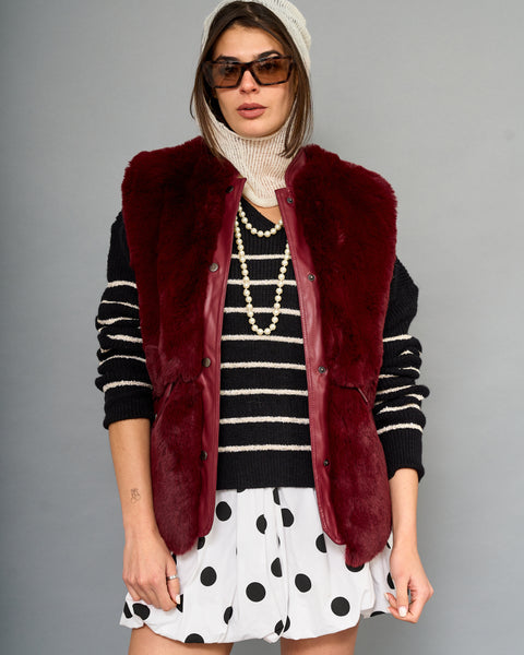 Chaqueta De Piel Burdeo