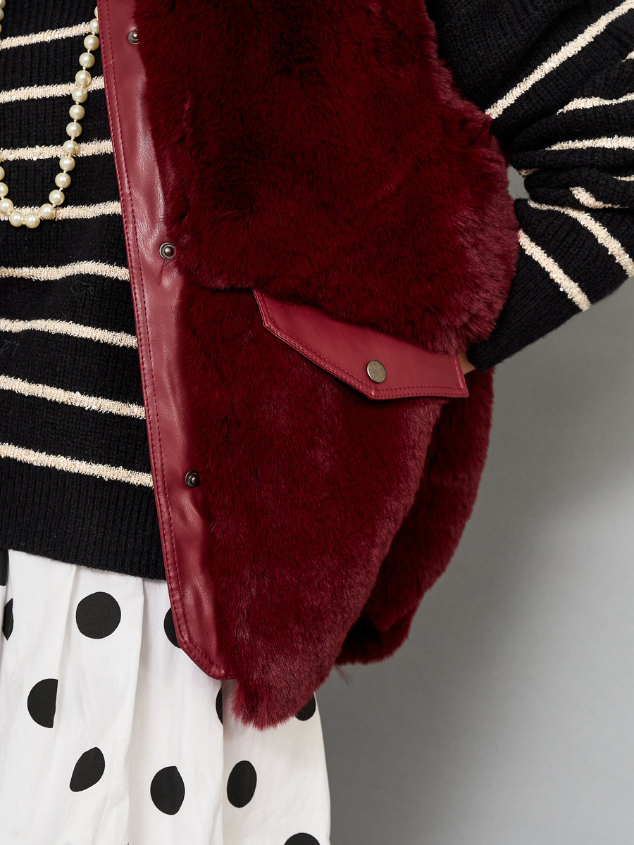 Chaqueta De Piel Burdeo