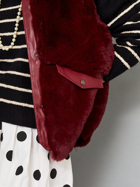 Chaqueta De Piel Burdeo