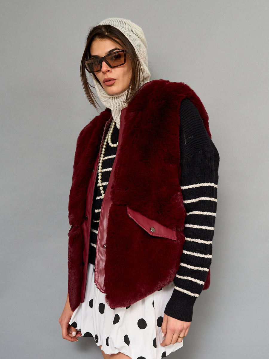 Chaqueta De Piel Burdeo