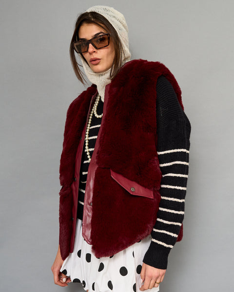 Chaqueta De Piel Burdeo