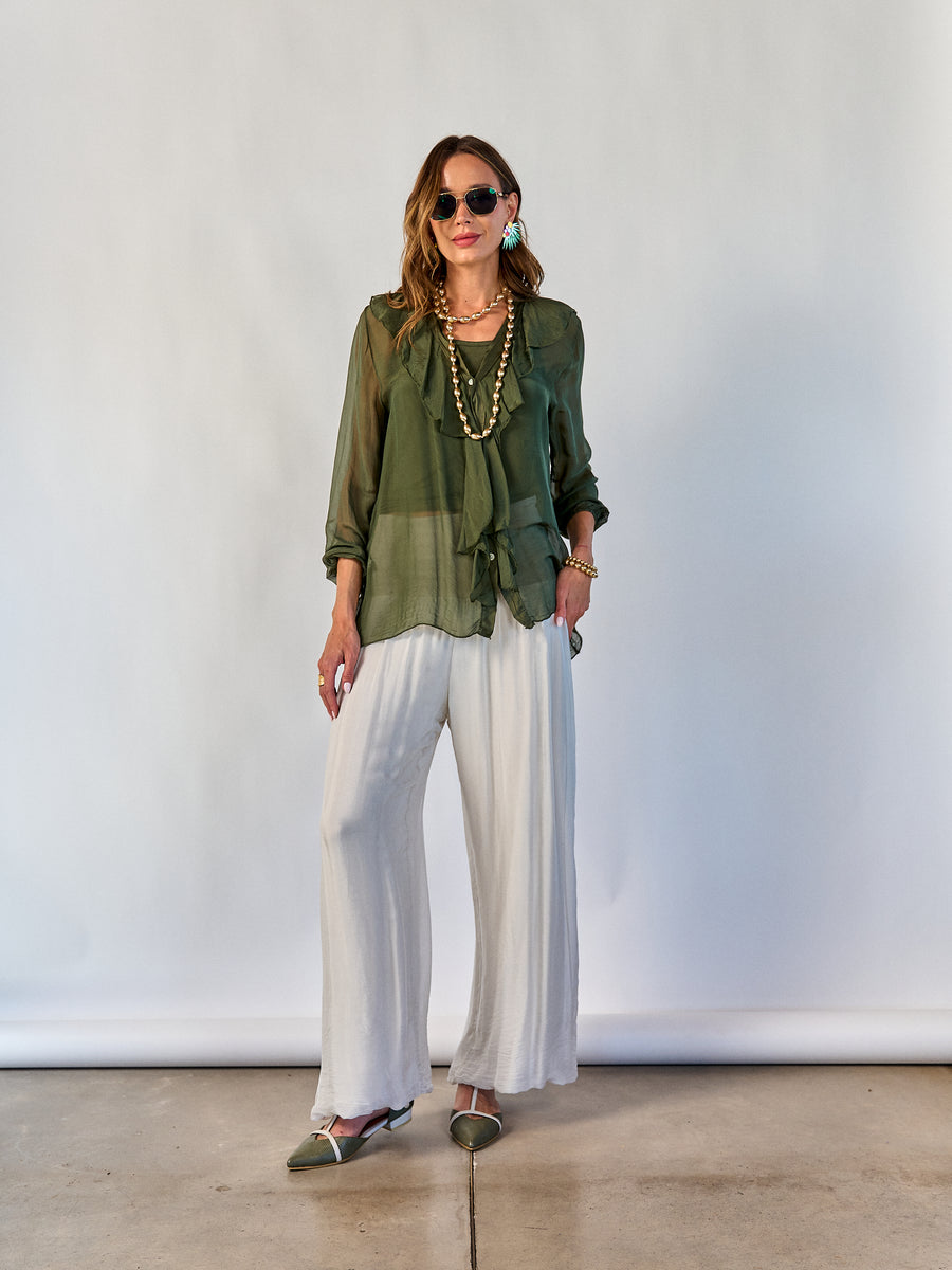 Pantalón Seda Marfil
